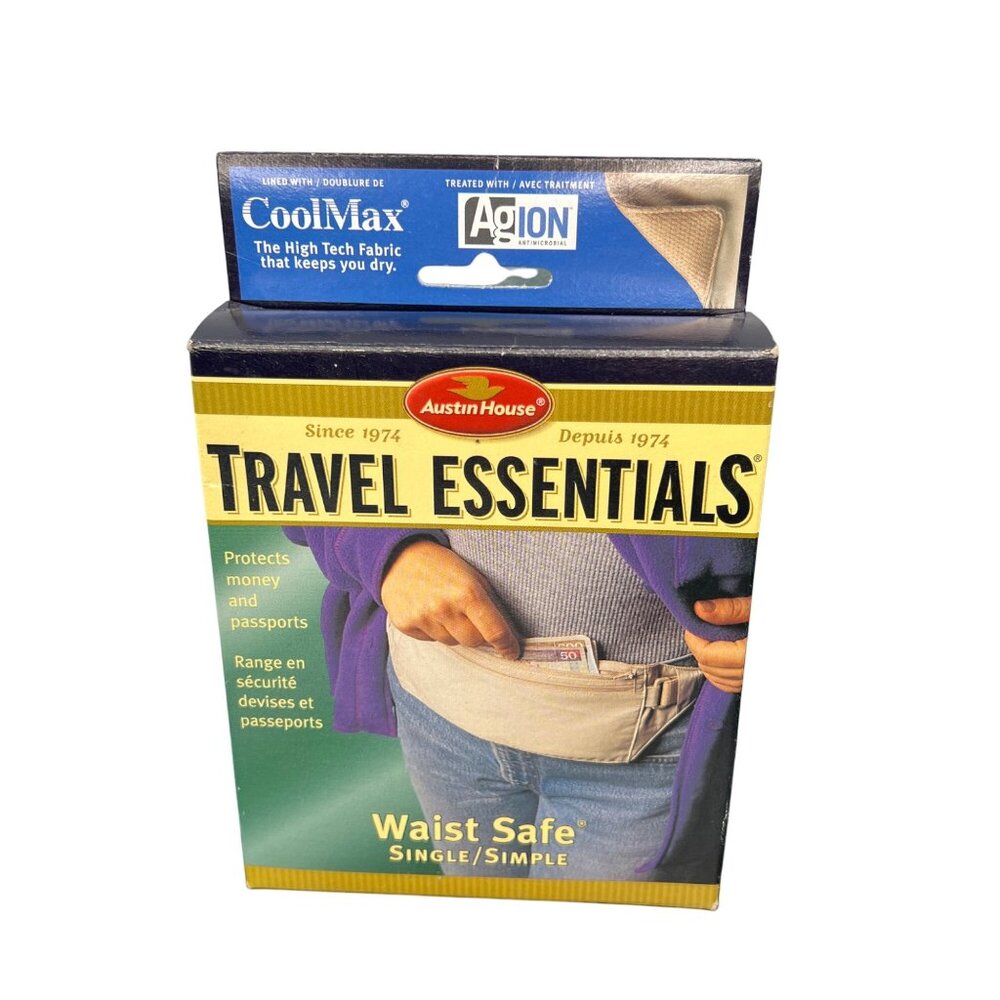 NIB Austin House Travel Essentials Waist Safe Lined CoolMax Fabric & Agion
